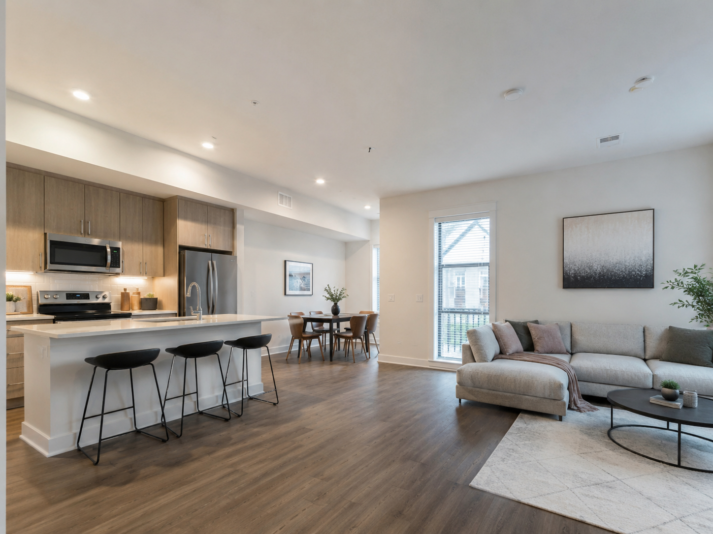 Finished kitchen and living area