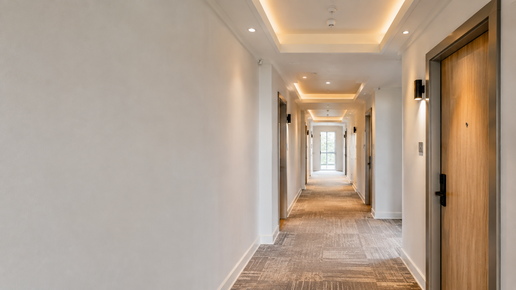 Clean finished multifamily corridor